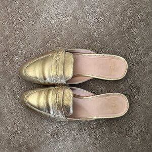 J-Crew- Gold Women's Slip-On Mule Loafer- 6.5